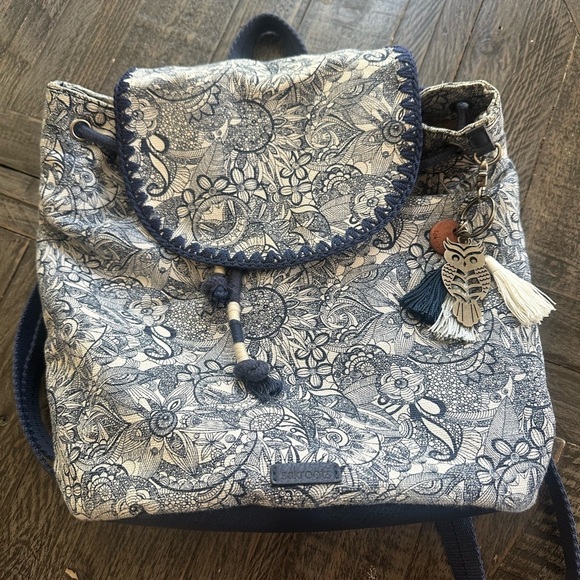 Sakroots Purse Blue Olympic Converible Backpack Floral Canvas Adjustable Straps - Picture 1 of 10